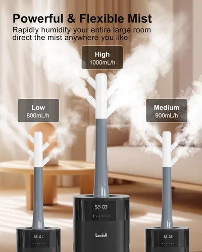 Vista 6 de Lacidoll Humidificador de niebla cálida y fría para habitación grande, humidificadores de 5.3 galones/20 litros para el hogar de 2500 pies
