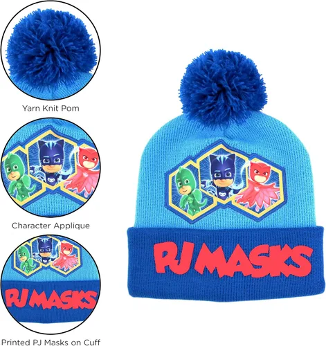 Vista 3 de PJ Masks Conjunto de gorro y guantes de invierno para niños, gorro para niños de 2 a 4 años