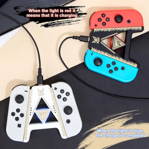 Vista 5 de DLseego Joycon Speed Charging Grip for SwitchSwitch OLED, Portable Gaming Comfort Grip Handle Joystick Remote Controllers V-Shaped Anti-Slip Handle