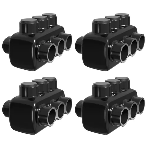 Vista 9 de Conector de cable aislado, entrada lateral doble de 3 puertos, 3/0–6 AWG, tornillo hexagonal de 7/32 ″, inhibidor de óxido prellenado, conector