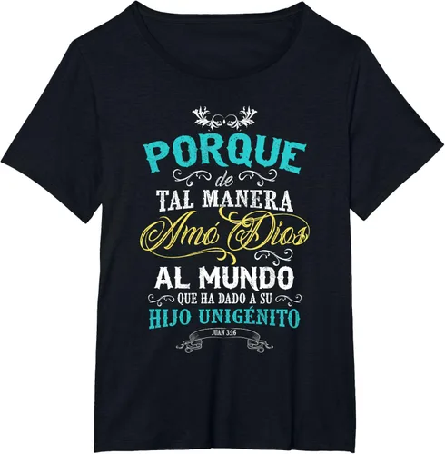 Vista 9 de Camisas cristianas en español Camisetas sobre Jesus, Negro, S