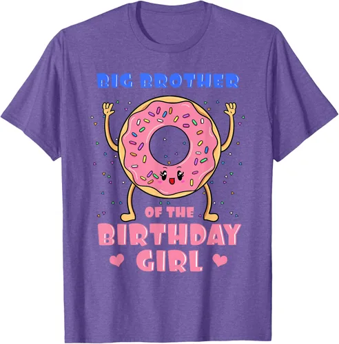 Vista 11 de Big Brother Of The Birthday Girl Donut Bday Party Bro Sib Camiseta, Negro, S