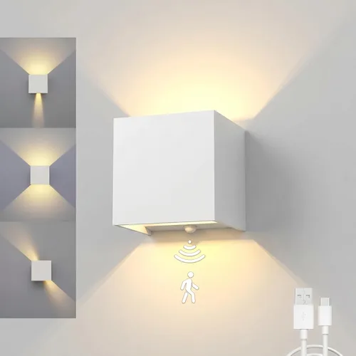 Vista 12 de Luz de Pared LED RGB, Aplique de Pared con Batería de 6000mAh, 16 Colores, Recargable, Control Remoto, Regulable, Magnética, Luz de Pared RGB-1