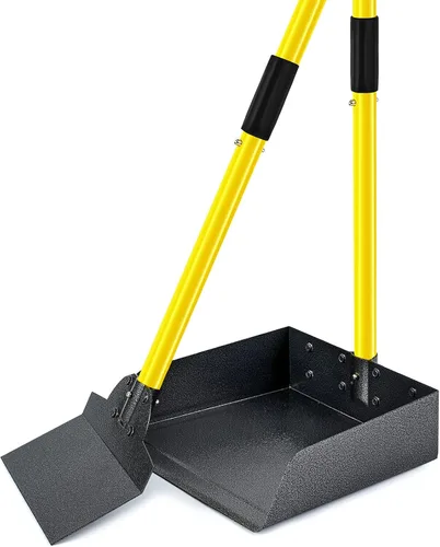 Vista 11 de Juego de recogedor de excrementos de perro, bandeja y pala para perros, cuchara ajustable de metal de mango largo con cubo para eliminar desechos
