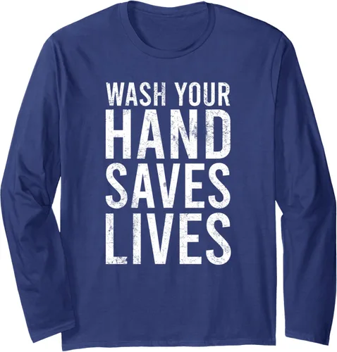 Vista 5 de Wash Your Hands Saves Lives Hand Washing Hygiene Camiseta de manga larga, Negro