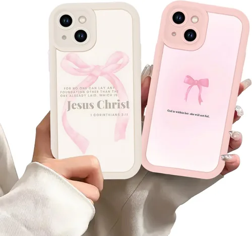 Vista 69 de Paquete de 2 fundas protectoras para iPhone 8 Plus/7 Plus de 5.5 pulgadas con collage de versículos bíblicos de Jesús para mujeres y niñas, diseño
