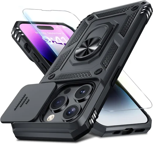 Vista 129 de Janmitta Funda para iPhone 8 Plus/7 Plus/6 Plus, Cubierta de Teléfono con Cubierta Deslizante Integrada para Lente de Cámara + Protector