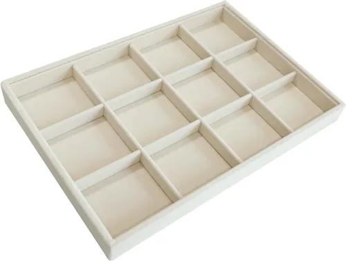 Vista 6 de Stratalife Organizador de joyas de terciopelo, organizador apilable para aretes, 12 rejillas, joyero, cajón, organizador de joyas, expositor