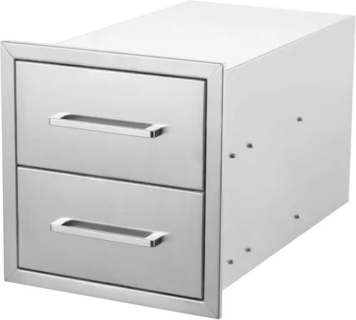 Vista 11 de Cajones de cocina para exteriores, acero inoxidable, 14 pulgadas de ancho x 8-1/2 pulgadas de alto x 23 pulgadas de profundidad, montaje empotrado