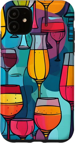Vista 8 de Estuche de arte abstracto vibrante para copas de vino para iPhone 16