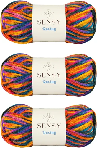Vista 35 de Sensy Roving - Ovillo de lana multicolor, 3.5 onzas, 132 yardas, calibre 5, voluminoso (otoño)