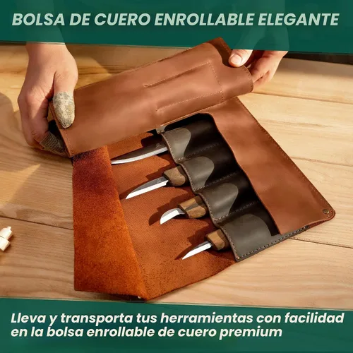 Vista 6 de BeaverCraft Kit de tallado de madera de lujo S18X - Juego de cuchillos para tallar madera - Juego de herramientas para tallar cucharas