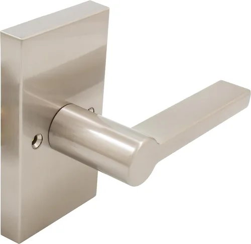 Vista 2 de Stone Harbor Hardware Vienna - Manija de puerta con roseta rectangular, pestillo simulado (sin giro), color negro mate