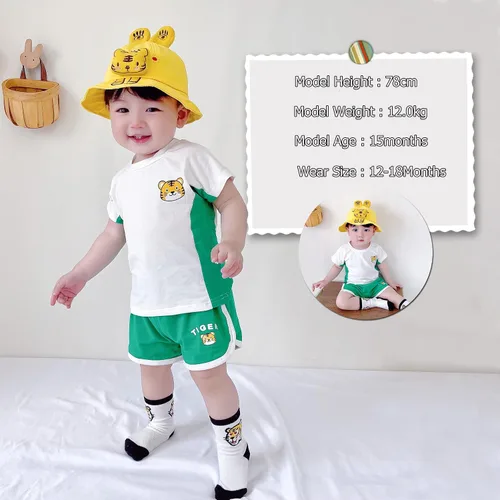 Vista 3 de TONWHAR Camiseta unisex con estampado de animales, 2 piezas, de algodón, de manga corta, para el verano