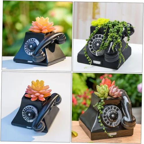 Vista 4 de Elegante teléfono flores maceta creativa decoración para oficina en casa resina
