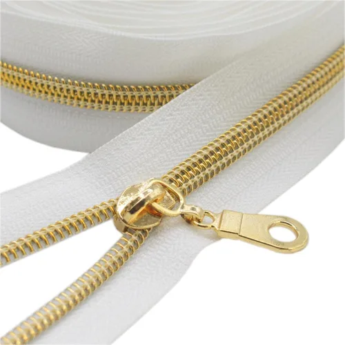 Vista 14 de YaHoGa #5 Cremalleras metálicas de nailon color latón antiguo de The Yard Bulk Cinta beige de 10 yardas con 25 unidades de tiradores para costura