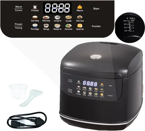 Vista 2 de Mini olla arrocera inteligente portátil, 2L, 5 tazas cocidas/3 tazas sin cocinar, arrocera antiadherente de 400 W, temporizador con retraso de 24