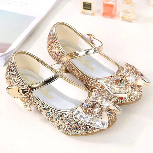Vista 3 de Walofou Zapatos de vestir para niñas de flores, zapatos de tacón para fiesta de boda, zapatos planos de princesa Mary Jane para niños pequeños