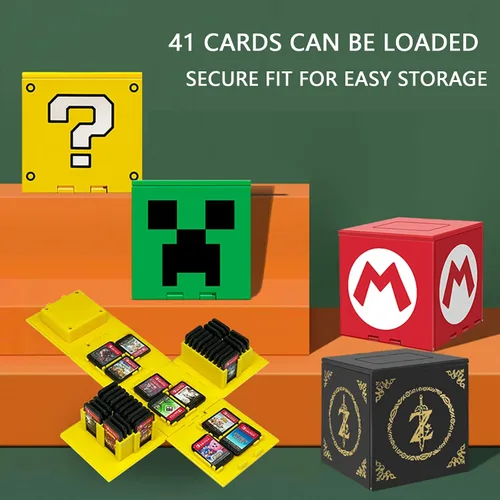 Vista 7 de doepeBAE Game Card Case Compatible with Nintendo Switch,Extra Large Capacity Switch Game Case,Upgraded 41 Slots Switch Game Card Storage Box,Press