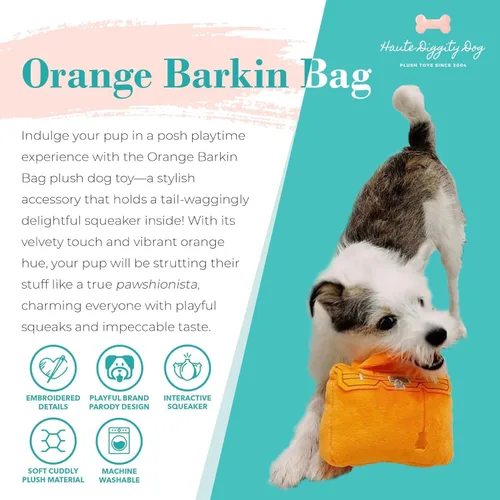 Vista 3 de Haute Diggity Dog Barkin Bag, juguetes de peluche de diseñador para perros con chirriador interactivo, enriquecimiento estimulante para mascotas