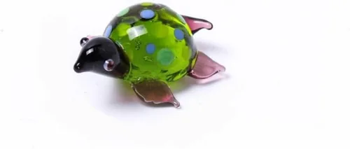 Vista 8 de Figuras de tortuga de vidrio soplado a mano, mini exquisita estatua de animal para decoración del hogar, paisajismo de acuarios, colección