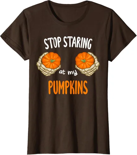 Vista 21 de Stop Staring at My Pumpkins for Hot Witches, camiseta de brasier de Halloween, Negro