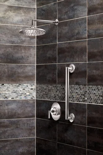Vista 2 de Moen TS22002EP Arris Posi-Temp - Juego de molduras de ducha modernas con ducha de lluvia ecológica de 10 pulgadas, requiere válvula, cromada