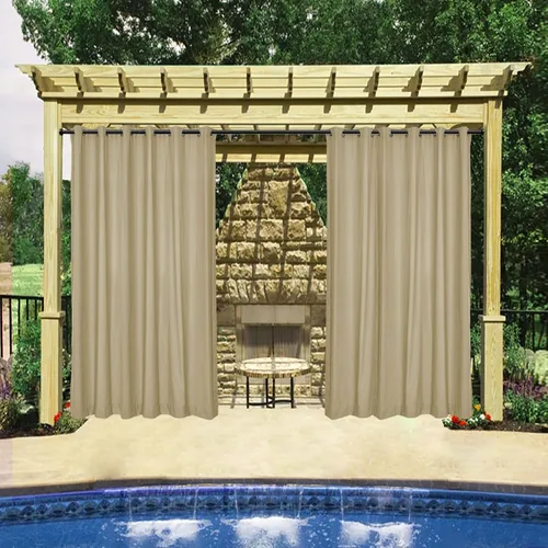 Vista 13 de Macochico Cortinas impermeables para patio al aire libre, cortinas opacas con aislamiento térmico, cortinas resistentes al viento para puerta Beige