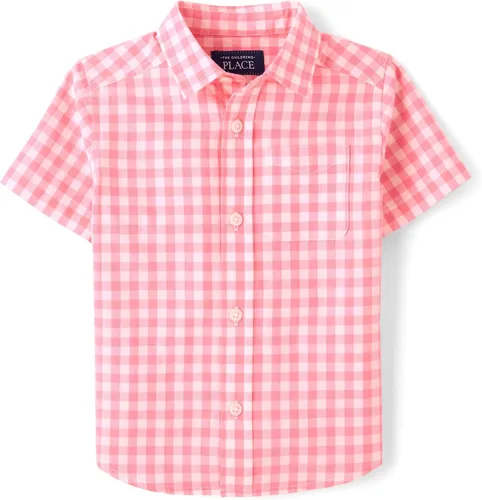 Vista 19 de The Children's Place Baby Boys' and Toddler Poplin Short Sleeve Button Down Shirt (Applemint)