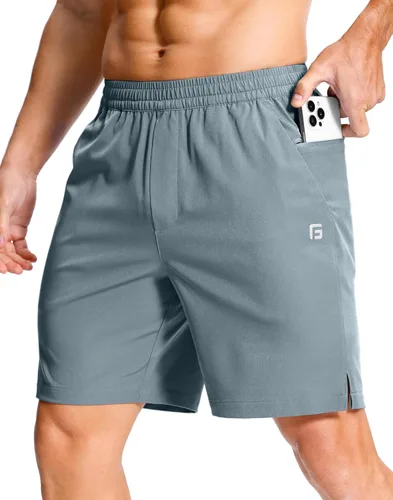 Vista 82 de GGJ Pantalones cortos deportivos ligeros para hombre con 2 bolsillos con cremallera de 7/5/9 pulgadas, pantalones cortos de tenis de secado rápido