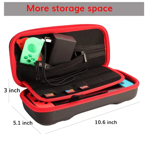 Vista 3 de Kit de accesorios para Nintendo Switch, paquete de tapas de agarre para controles redondos, estuche de transporte, protector de pantalla y control