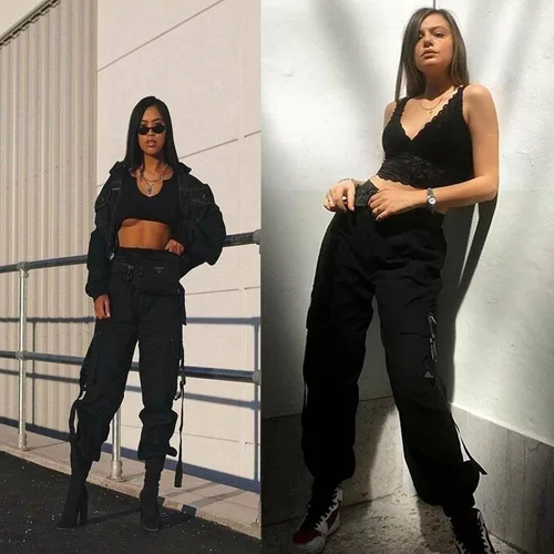 Vista 3 de BEJONS Pantalones cargo de cintura alta para mujer de ajuste relajado para todo el día