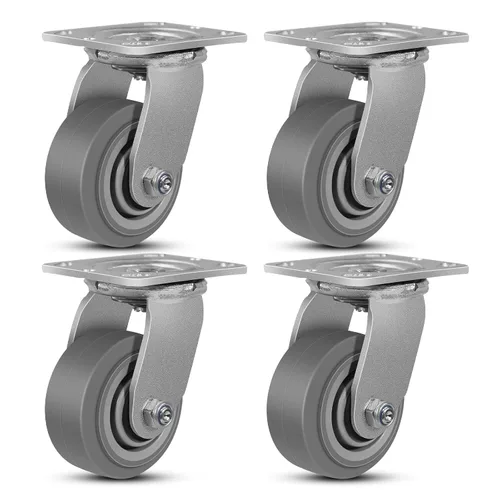 Vista 21 de Ruedas giratorias resistentes de 4 pulgadas, rueda de goma industrial, ruedas giratorias con freno, paquete de 1 con capacidad de hasta 600 libras