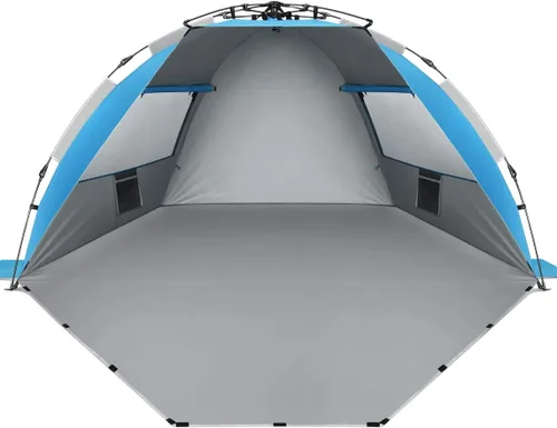 Vista 11 de Oileus - Tienda de campaña de playa XL para 4 personas, tienda de campaña portátil instantánea para playa con bolsa de transporte, estacas, 6 bolsas