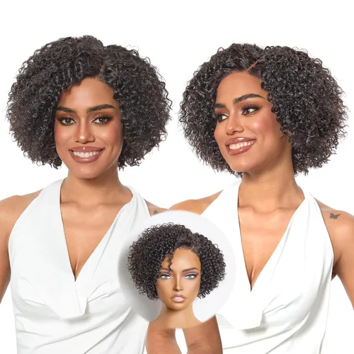 Vista 21 de LUVME HAIR Pelucas de cabello humano rizado sin pegamento de 6 pulgadas, precortadas, indetectable, HD, encaje Bob, peluca corta y rizada con ondas