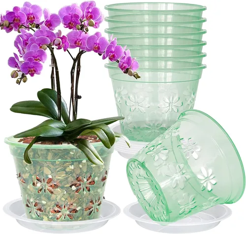 Vista 21 de Macetas transparentes para orquídeas, paquete de 8 unidades, 5 pulgadas