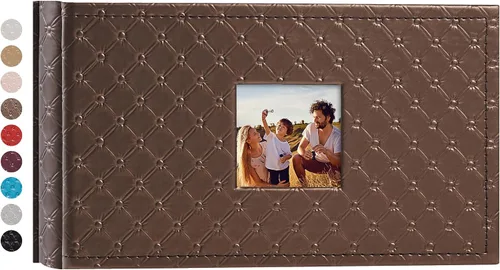 Vista 37 de Mublalbum Álbum de fotos pequeño de 4 x 6 pulgadas, 100 fotos, cubierta de cuero, libro de fotos con bolsillos horizontales para bebé, boda, Negro