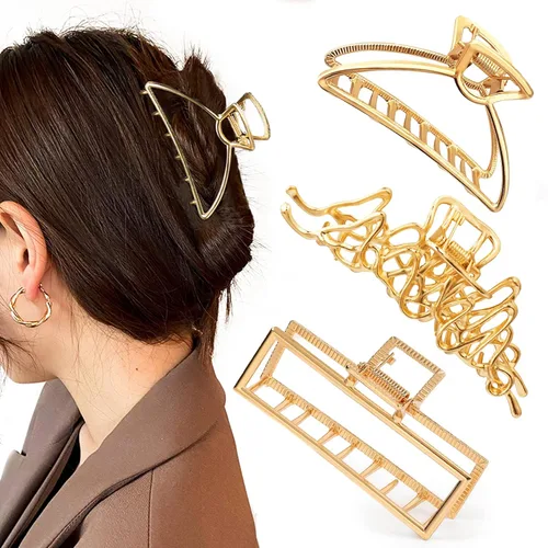 Vista 13 de Mehayi 3 pinzas de metal grandes para cabello grueso y pesado, agarre fuerte, agarre grande, antideslizante, pinza de mandíbula para cabello largo