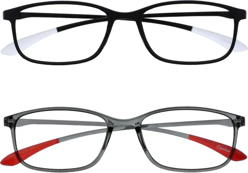 Vista 20 de OPULIZE ICE - Lentes de lectura para mujeres y hombres, marco rectangular resistente a los arañazos con bisagras de resorte, azul oscuro cristal