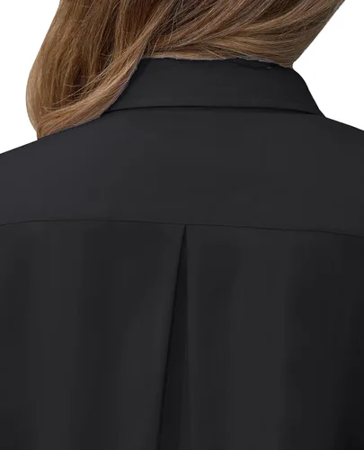 Vista 5 de siliteelon Camisas de vestir de manga corta con botones para mujer, camisas de algodón con botones para mujer, blusa ajustada de manga 3/4