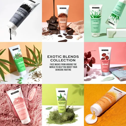 Vista 10 de Freeman Exotic Blends - Juego de 4 mascarillas faciales exfoliantes y gelatinosas, limpiadoras, limpiadoras, limpiadoras de poros e hidratantes