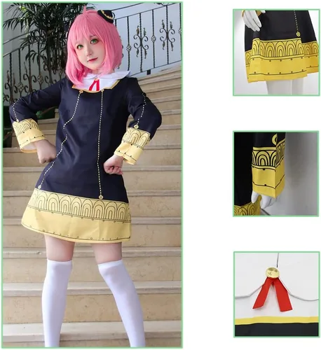 Vista 6 de Spy Family Anya Forger - Vestidos de cosplay de anime para mujer, disfraz de uniforme para mujer, conjunto completo