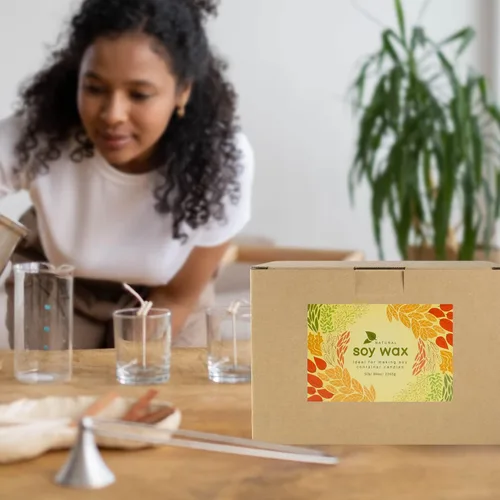 Vista 6 de Bolsa de 5 Libras de Cera de Soya para Hacer Velas DIY, Suministros Naturales para Hacer Cera - Copos de Cera de Soya