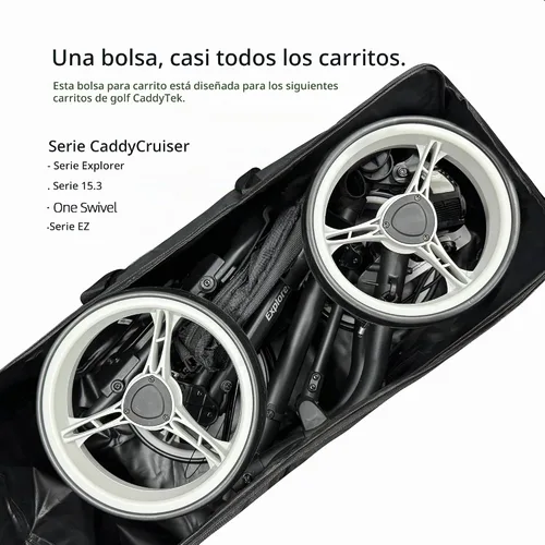 Vista 5 de CaddyTek Bolsa de transporte para carrito de golf, funda de viaje plegable para carritos de empuje, se adapta a la mayoría de modelos de 3 ruedas