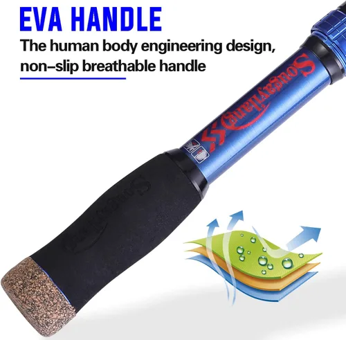 Vista 6 de Sougayilang - Combos de carretes y cañas de pescar, fibra de carbono 24 toneladas, carretes y cañas telescópica portátiles para viajes, pesca