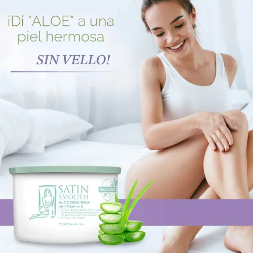 Vista 2 de Cera de depilación para cabello Satin Smooth Aloe Vera 14oz.