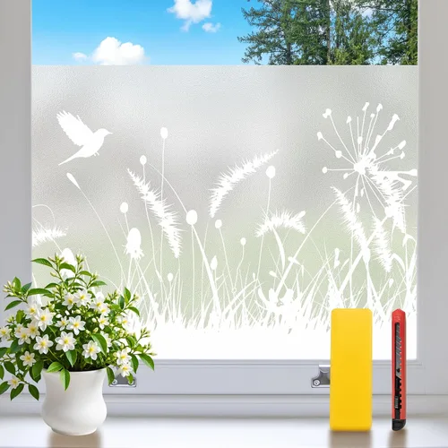 Vista 9 de Niviy Película de Privacidad para Ventanas con Patrón de Diamante 3D, Vinilo No Adhesivo con Adherencia Estática, Película Decorativa para Ventanas