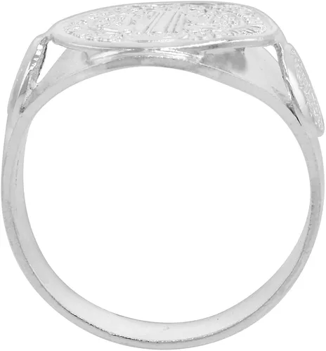 Vista 2 de Anillo de San Benito con sello redondo de plata de ley de 58 pulgadas para mujer, tallas 5-10