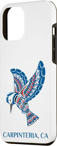 Vista 2 de Funda para iPhone 14 Pro Max Carpinteria nativo americano martín pescador pájaro California