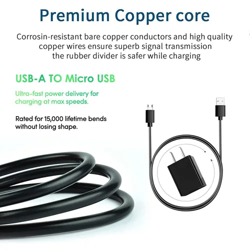 Vista 4 de Cargador de pared rápido Cable de carga USB para Motorola Moto E6 E4 E4 Plus E5 Play E5 E5 Plus E5 Plus E5 Supra, G5 G5S G4 Plus/Play, G6 Forge G6